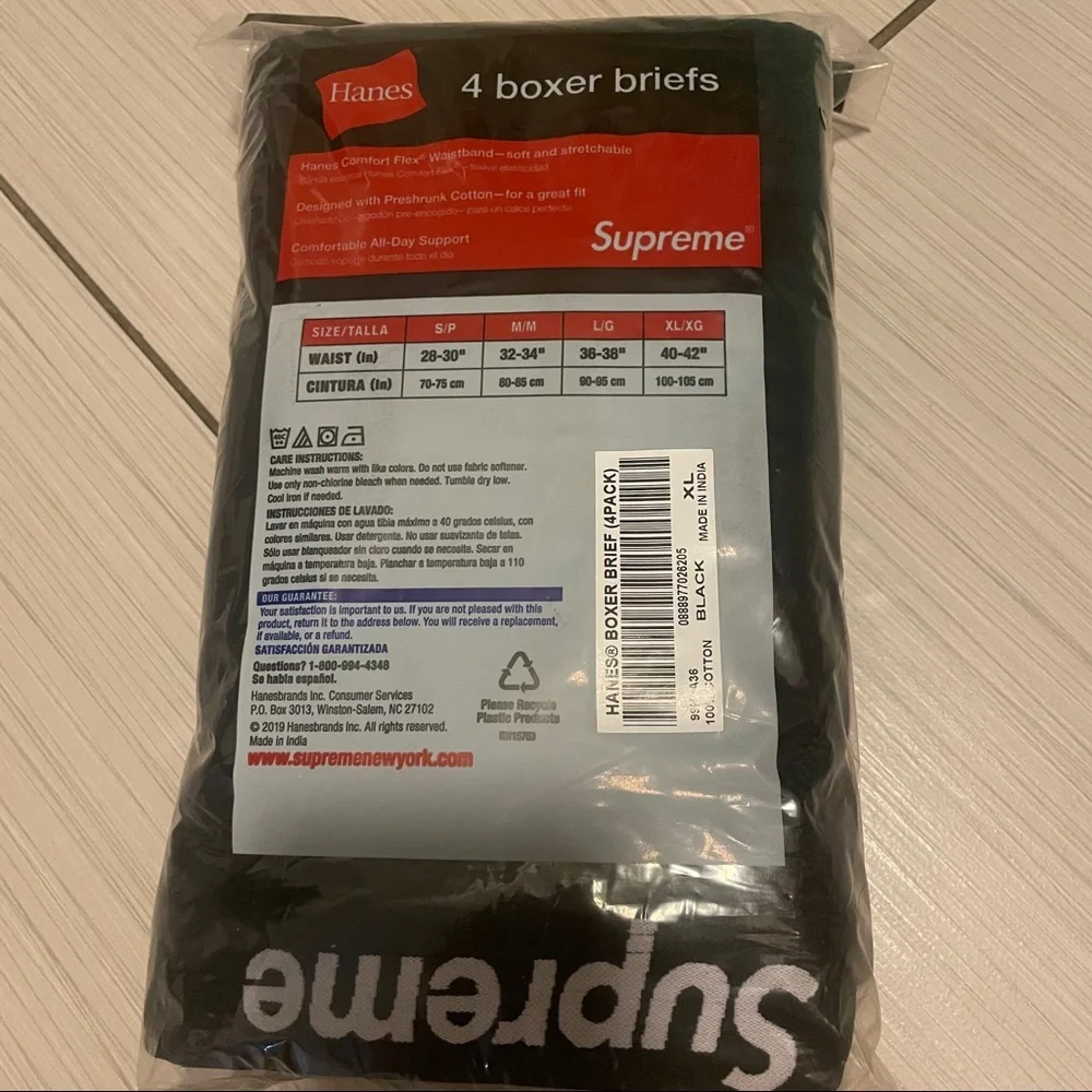 Supreme X Hanes Boxer Briefs Black Underwear XL